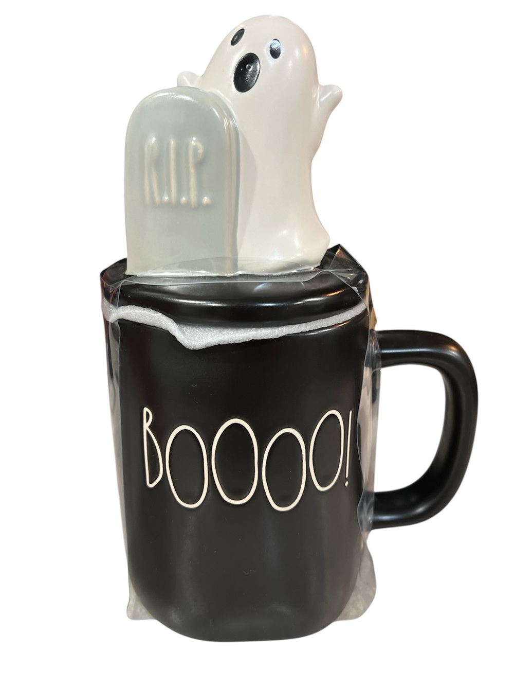 Rae Dunn Halloween Mug with Ghost and Tombstone Topper - New in Packaging